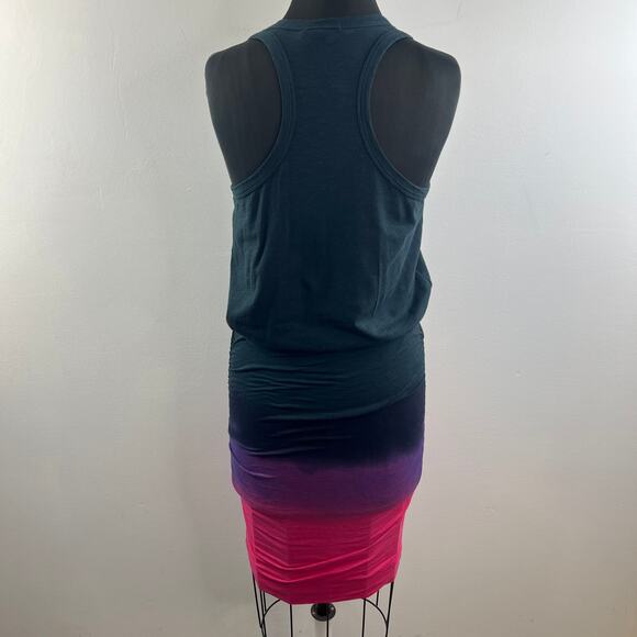 SUNDRY Blue Pink Purple Gradient Dress Cotton Tie Dye Ribbed Crew Pullover Sz 1 - Picture 6 of 9
